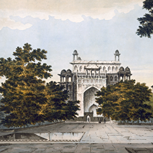 A view of part of the Tomb of the Emperor Akbar at Secundru, 1785-88 (coloured aquatint)