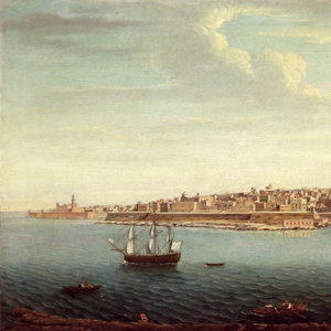 View of Valetta and the Grand Port of Malta with Ships of the Knights of St. John