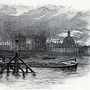 View of the water crane of quai d'Austerlitz and Salpetriere, 13th district in Paris Drawing by Gustave Fraipont (1849-1923) draws from Saint-Juirs, 1890 Private collection