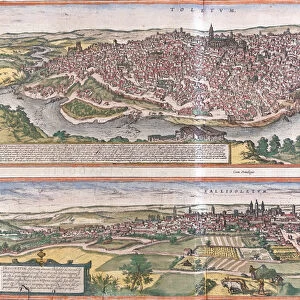 Views of Toledo and Valladolid (Vallisoletum), Spain (etching, 1572-1617)
