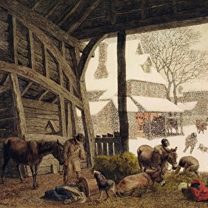 A Village Snow Scene, 1819 (w / c, bodycolour, scraping out over graphite)