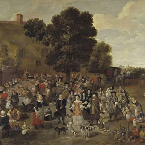 Village Wedding and Open Air Feast (oil on canvas)