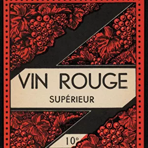 Vin Rouge Superieur, wine label (colour litho)
