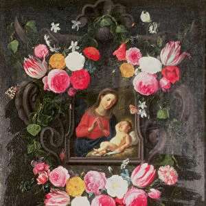 The Virgin and Child in a cartouche