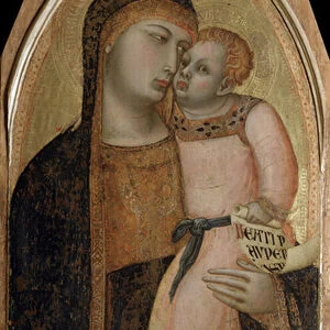 Virgin with child (central panel of the polyptych) - tempera and gold on panel