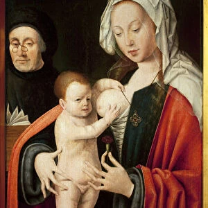 The Virgin, the Child and a donor. Painting by Joos Van Cleve (1485-1540), oil on wood