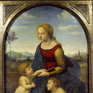 The Virgin has a child with the little Saint John, or the beautiful gardener Painting by