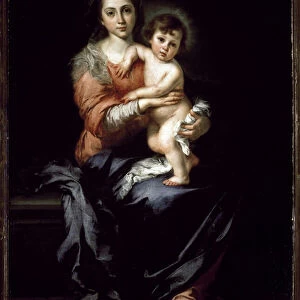 Virgin with child - oil on canvas, 1650
