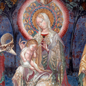 Virgin and Child with Saint John the Baptist and Saint James the apostle, detail (Fresco