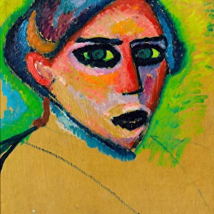 Visage de femme (Womans face) - Peinture de Alexei von Javlensky (1864-1941), huile sur carton, 78, 5x75 cm, vers 1911, expressionnisme - Gemeentemuseum Den Haag (Pays Bas)