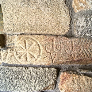 Visigothic carvings in the Chapel of Sao Pedro de Balsemao, Se, Lamego, Portugal c