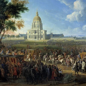 Visit of King Louis XIV to the church of the Royal Hotel des Invalides newly completed
