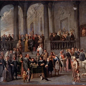 "Visit the sick people"Painting by Cornelis De Wael (1592-1667) (ec flam