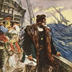 The Voyage of Columbus, illustration from This Country of Ours, The Story of the United States by H. E. Marshall, 1917 (colour litho)