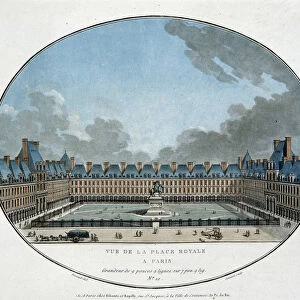 Vue de la Place Royale a Paris (Place des Vosges). sd. engraving 18th century
