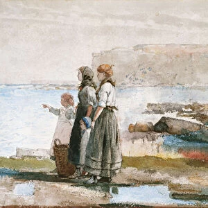 Waiting for the return of the Fishing Fleets, 1881 (w / c on paper)
