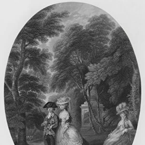 The Walk at Kew, from the picture in the Royal Collection (engraving)