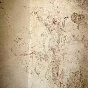 Wall drawing of a nude figure, c. 1530 (charcoal on plaster)
