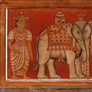 Wall painting of an elephant in the Subdharama Temple, Dehiwala (mural)