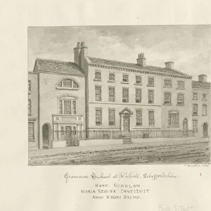 Walsall Town - Grammar School: sepia wash drawing, 1845 (drawing)