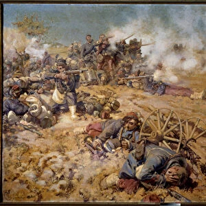 War of 1870: "Ligne de feu a la bataille de Rezonville le 16 aout 1870"