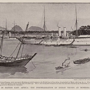 The War in British East Africa, the Disembarkation of Indian Troops at Mombasa (engraving)