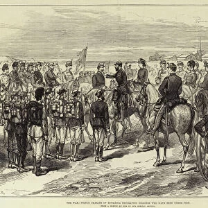 The War, Prince Charles of Roumania decorating Soldiers who have been under Fire (engraving)