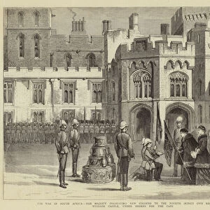 The War in South Africa, Her Majesty presenting New Colours to the Fourth (Kings Own Regiment) at Windsor Castle, under Orders for the Cape (engraving)