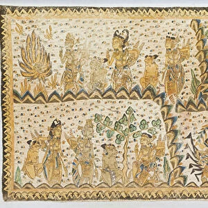 The war of Subali and Sugriwa (balinese colour on cloth)