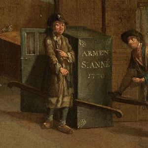 Detail of The Wards at Saint John's Hospital, 1778 (oil on canvas)