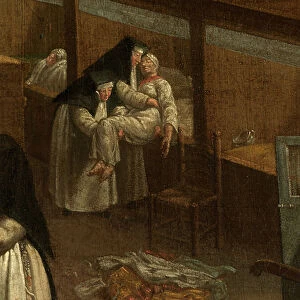 Detail of The Wards at Saint John's Hospital, 1778 (oil on canvas)