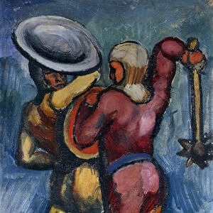 Two Warriors; Zwei Kampfende, 1910 (oil on canvas)