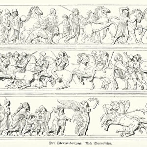 Wars of Alexander the Great, marble frieze by Bertel Thorvaldsen (engraving)