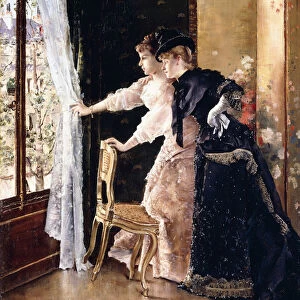 Watching the Fiance pass by, 1886 (oil on canvas)