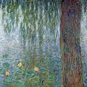 Waterlilies: Morning with Weeping Willows, detail of the left section