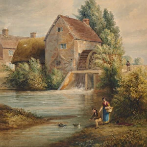 A Watermill in Warwickshire, 1810-65 (Watercolour)