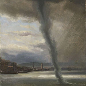 A Waterspout on the Bay of Naples, 1833 (oil on paper)