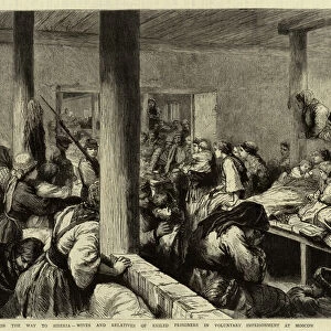 On the Way to Siberia, Wives and Relatives of Exiled Prisoners in Voluntary Imprisonment at Moscow (engraving)