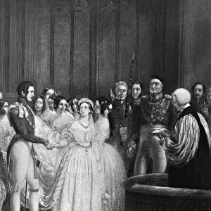 The wedding ceremony of Queen Victoria and Prince Albert on 10th February 1840 (litho)