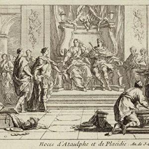 Wedding of Galla Placidia and Ataulf, King of the Visigoths, Narbonne, 414 (engraving)