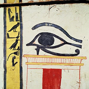 Wedjat Eye, detail from the sarcophagus cover of the Lady of Madja, New Kingdom, c