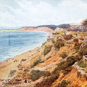 West Cliff Walk, Bournemouth (colour litho)