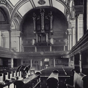Westminster, Parish Church of St James, Piccadilly, 1684, Interior, looking West, Organ, 1678 and later (b / w photo)