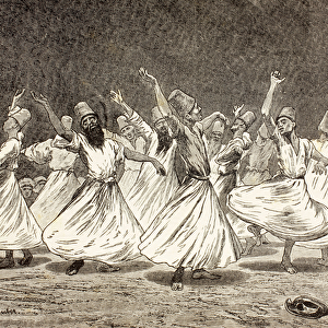 Whirling Dervishes, from El Mundo Ilustrado, published Barcelona, 1880 (litho)