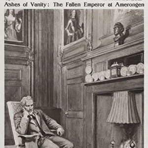 Wilhelm II, former Kaiser of Germany, in exile in Amerongen Castle, Netherlands, after his abdication, 1919 (litho)