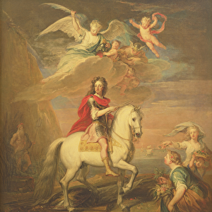 William III on a grey charger observed by Neptune, Ceres and Flora