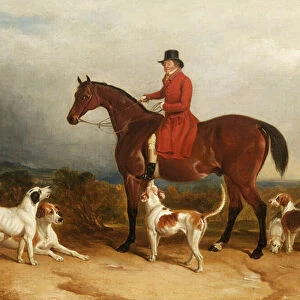 William Phillips of Risca Manor, Monmouthshire with hounds, 1850-55 (oil on canvas)