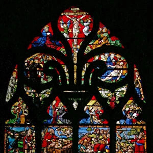 Window w1 depicting the Creation / Genesis and the Redemption (stained glass)