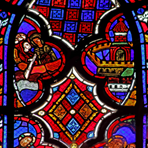 Window w1 depicting a scene from the life of St Mary Magdalene - the saint- travels to