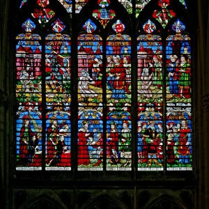 Window w131 depicting the Story of Job (stained glass)